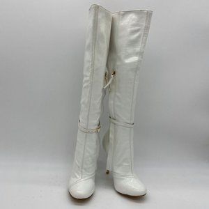 White  Pointed Toe Stiletto Heel Thigh High The Kn